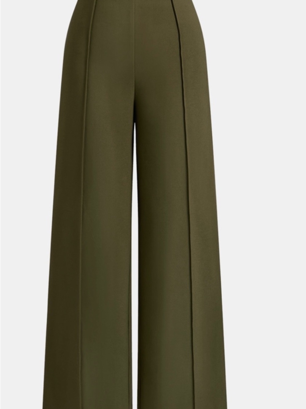 Commense Olive Green Wide-Leg High-Rise Pants